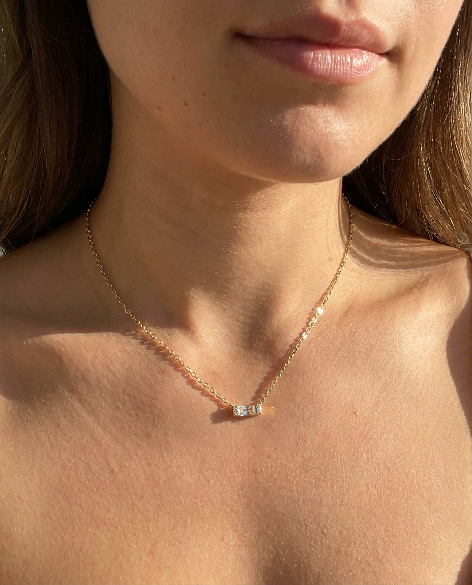 Baguette-Cut Pendant Necklace