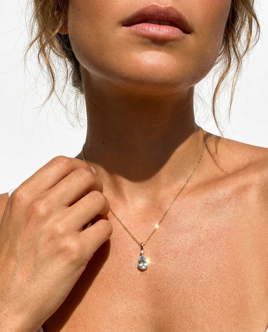 Teardrop Crystal Pendant Necklace