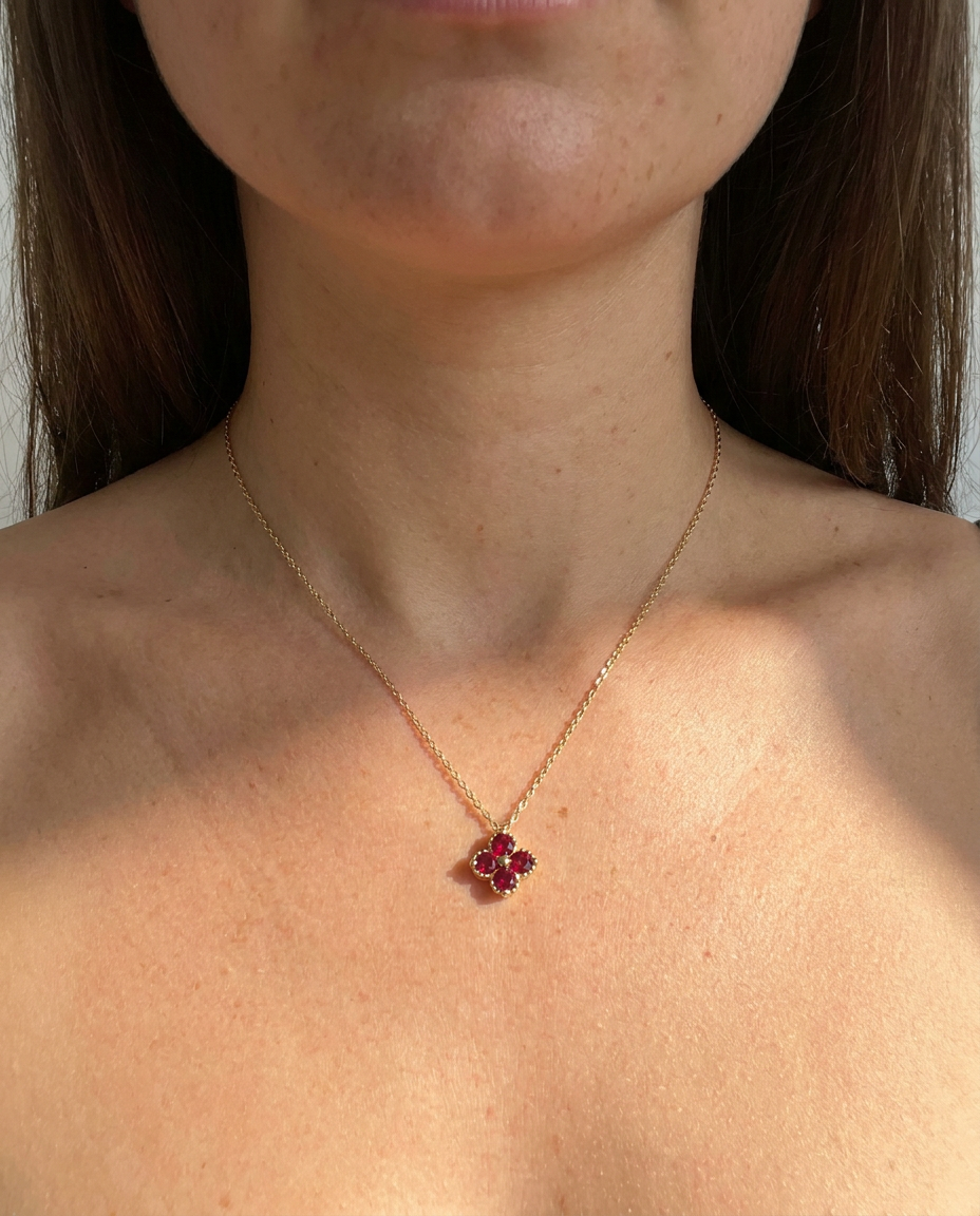 Pomegranate Clover Necklace