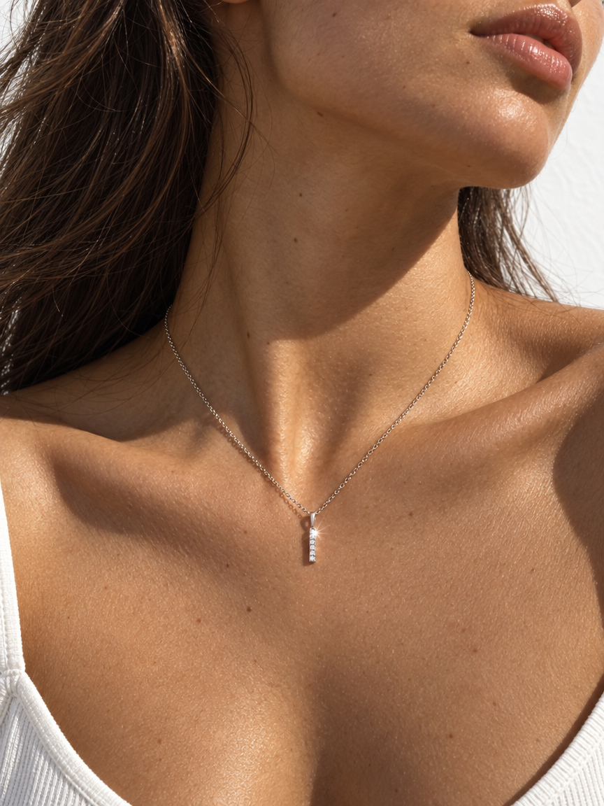 Vertical Pavé Bar Necklace
