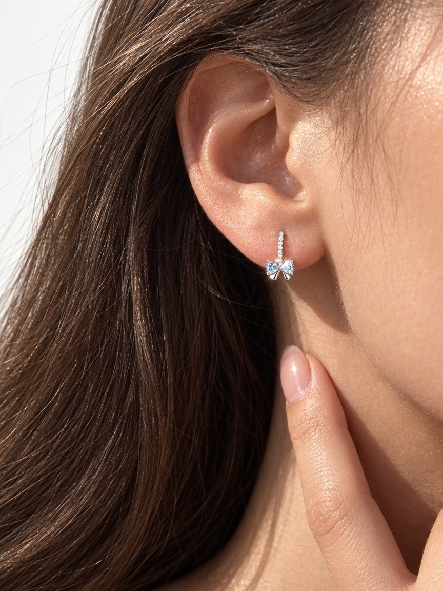 Ocean Heart Bowtie Studs