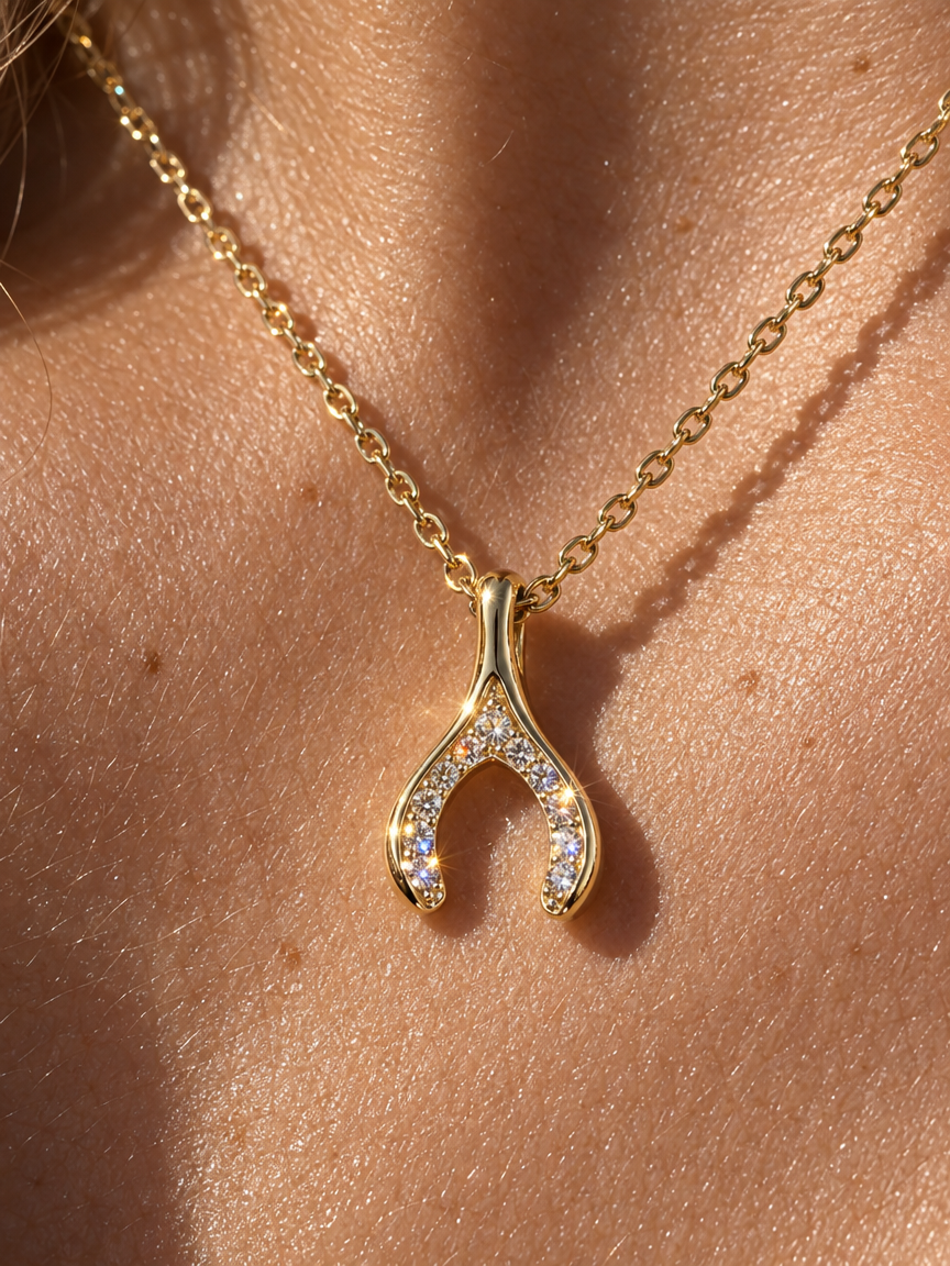 Pavé Wishbone Necklace