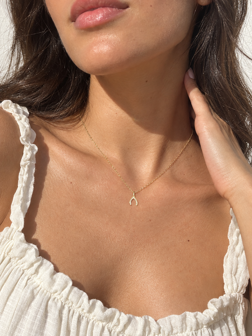 Pavé Wishbone Necklace