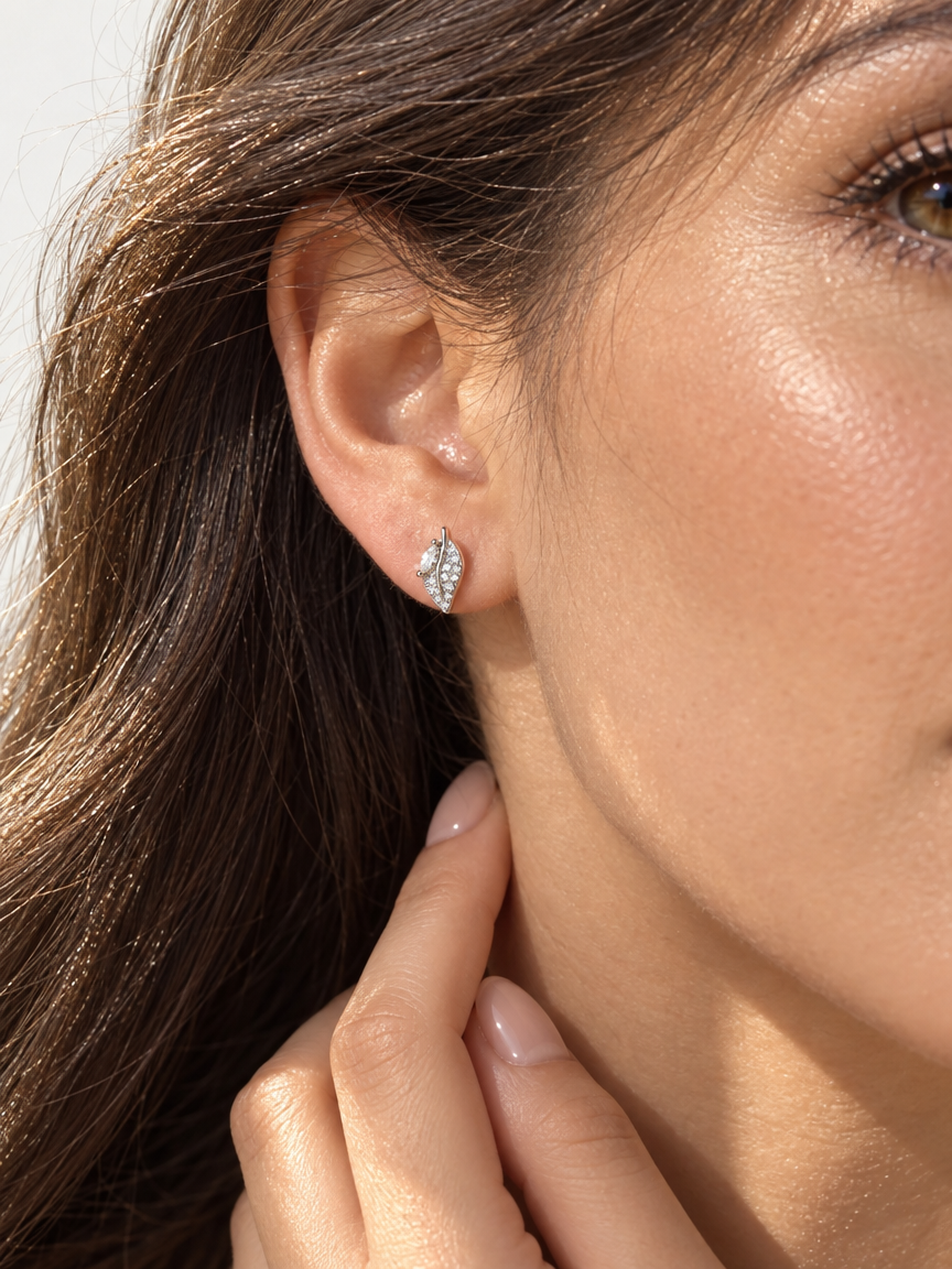 Pavé Laurel Studs