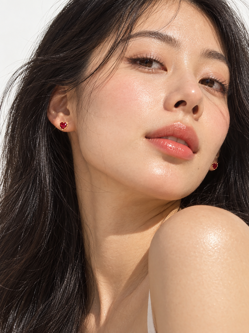 Red Heart Studs