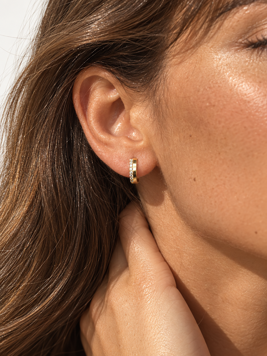 Pavé Huggie Hoops