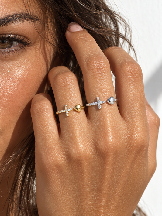 Heart & Cross Ring