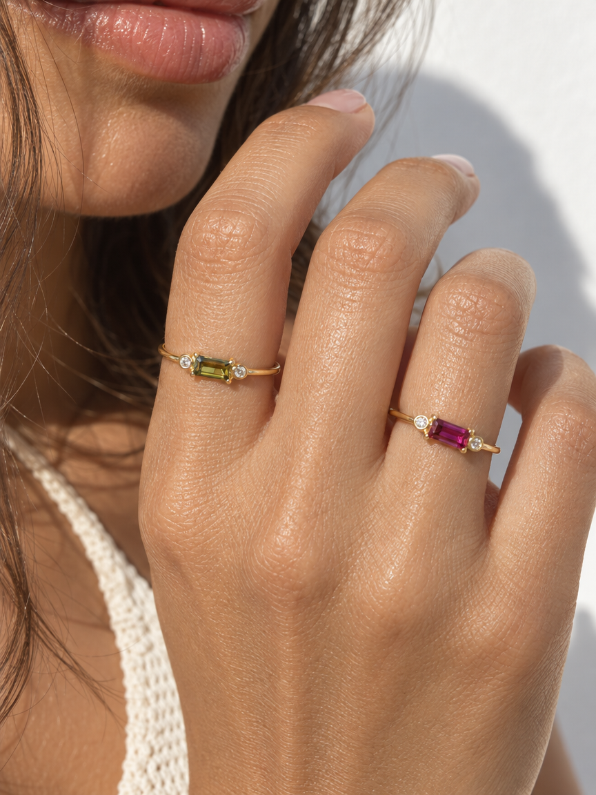 Baguette Crystal Band Ring