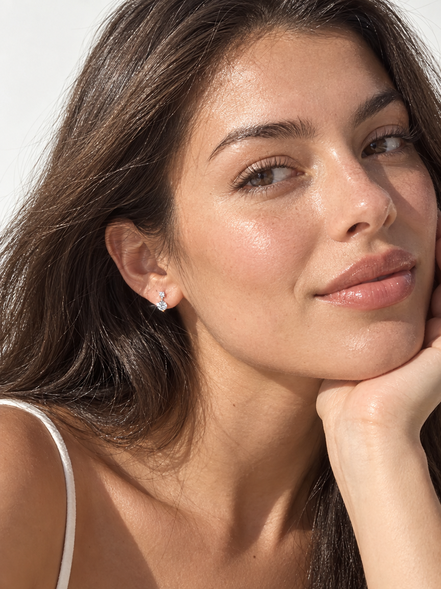 Double Stone Huggie Hoops