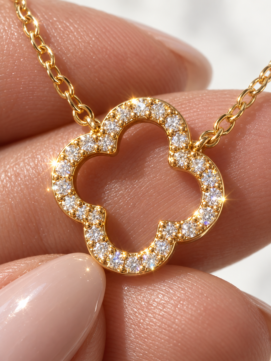 Pavé Clover Pendant Necklace
