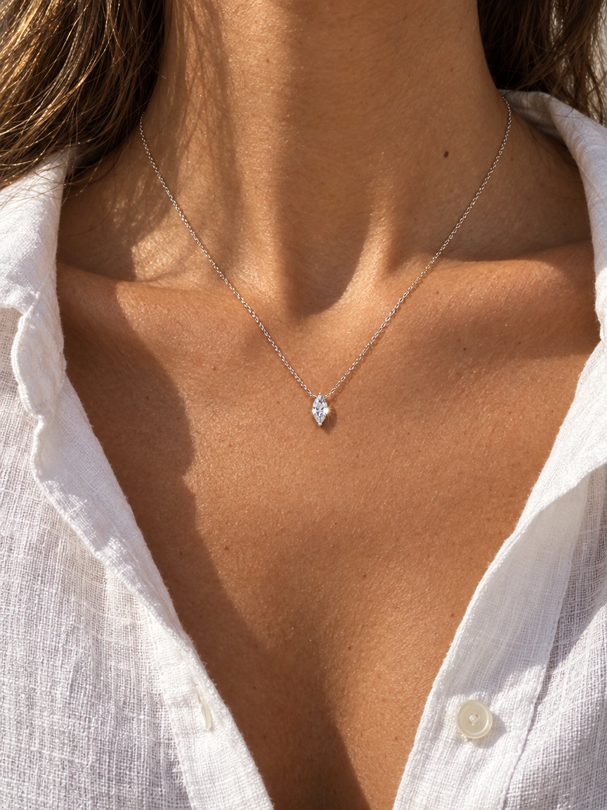 Marquise Solitaire Pendant Necklace