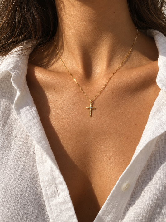 Textured Cross Necklace