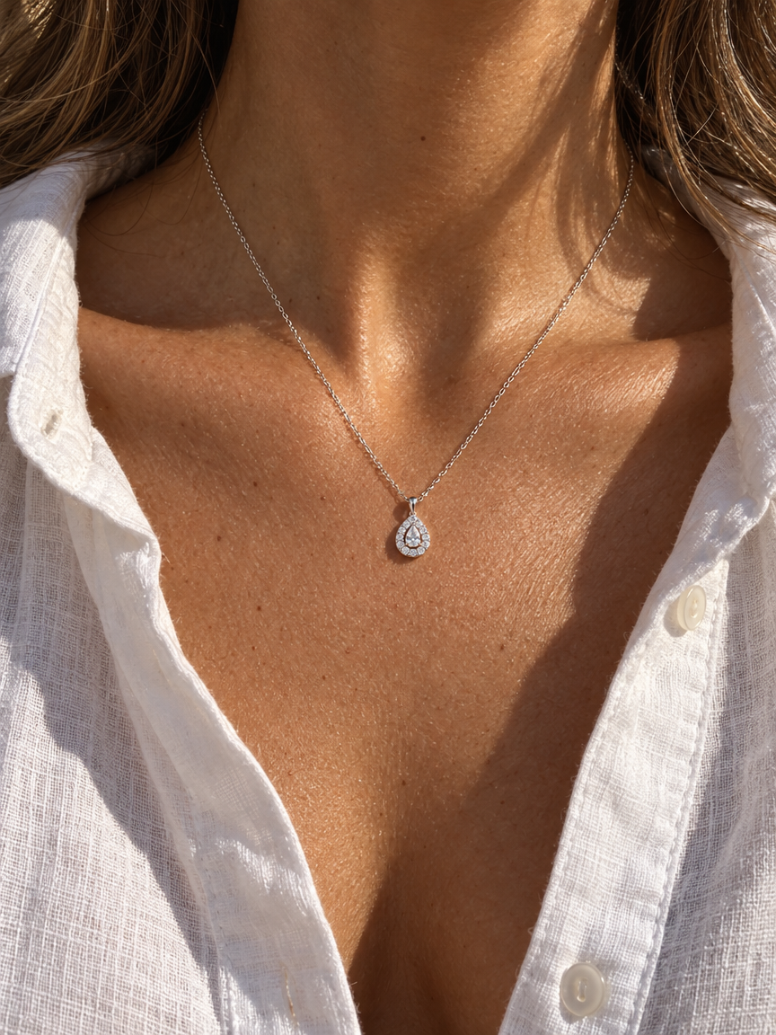Pavé Waterdrop Pendant Necklace