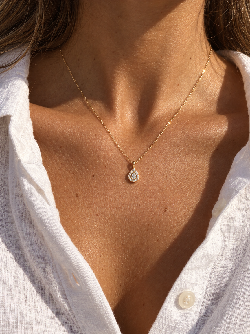 Pavé Waterdrop Pendant Necklace