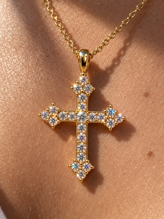 Baroque Crystal Cross Necklace
