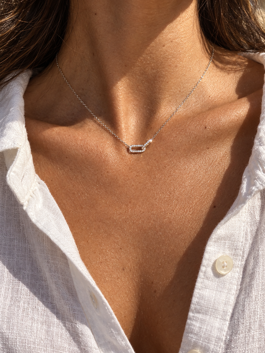Double Pavé Ring Necklace