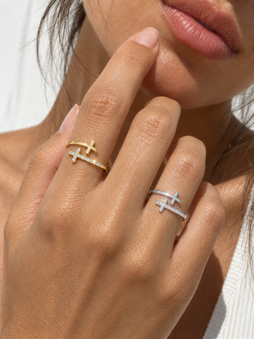 Cross Pavé Ring