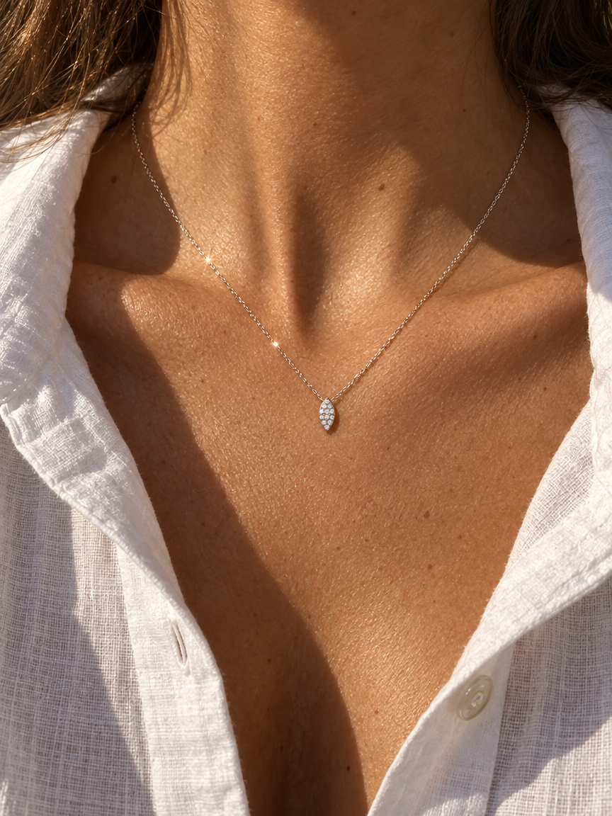 Pavé Oval Pendant Necklace