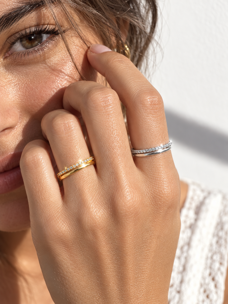 Double Band Pavé Ring