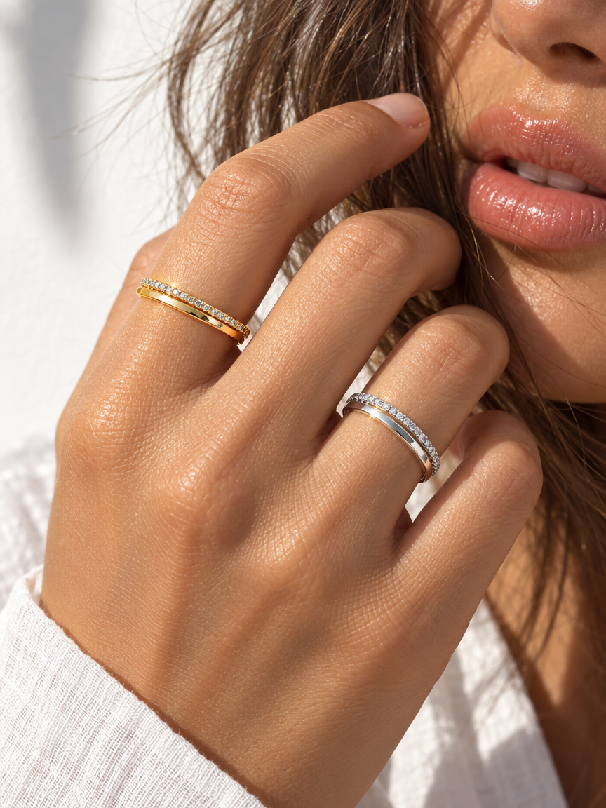 Double Band Pavé Ring