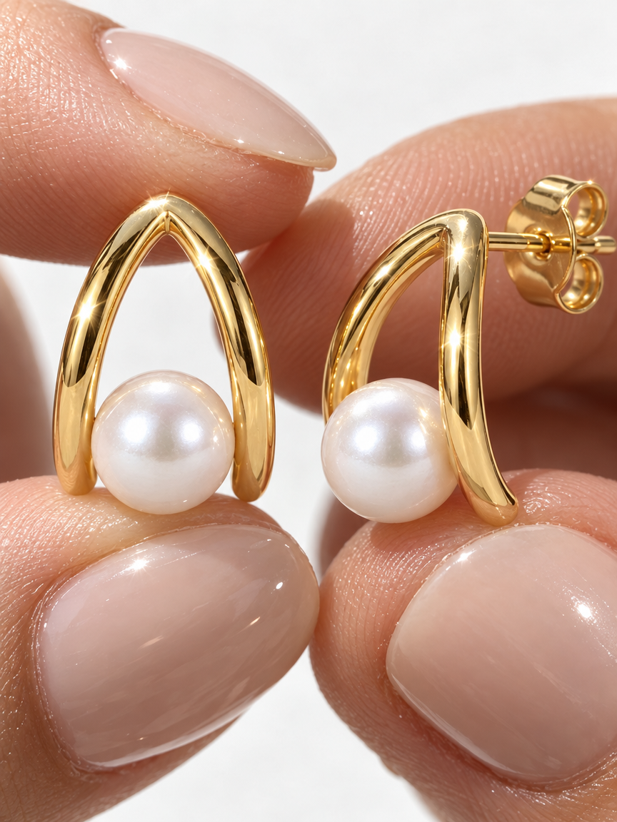Hollow Pearl Studs