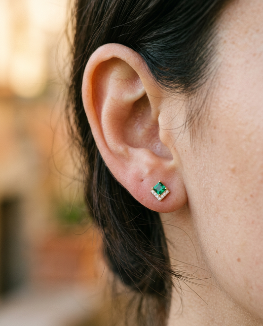 Emerald Square Studs