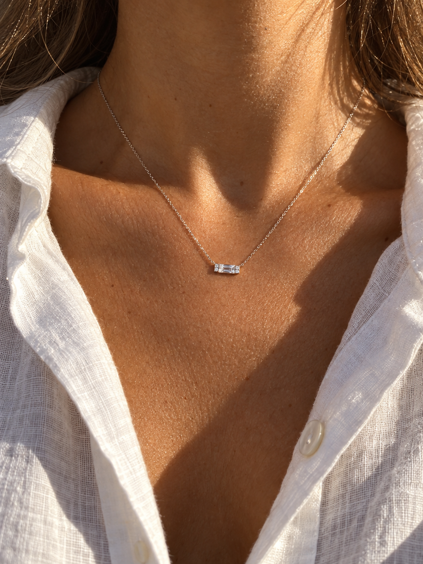 Baguette-Cut Pendant Necklace