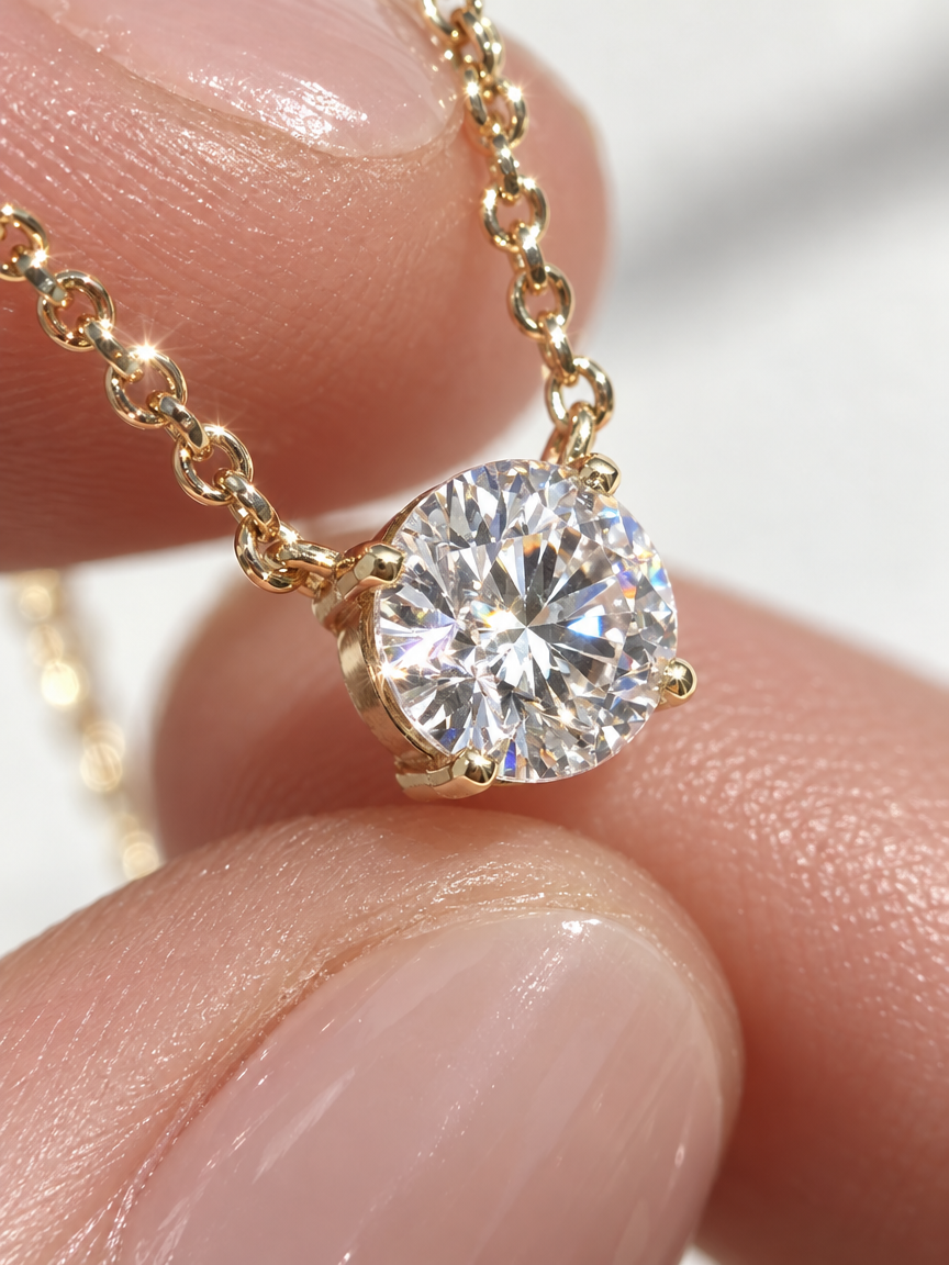 Classic Solitaire Pendant Necklace