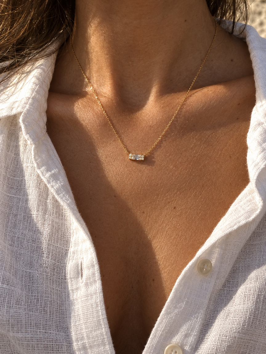 Baguette-Cut Pendant Necklace