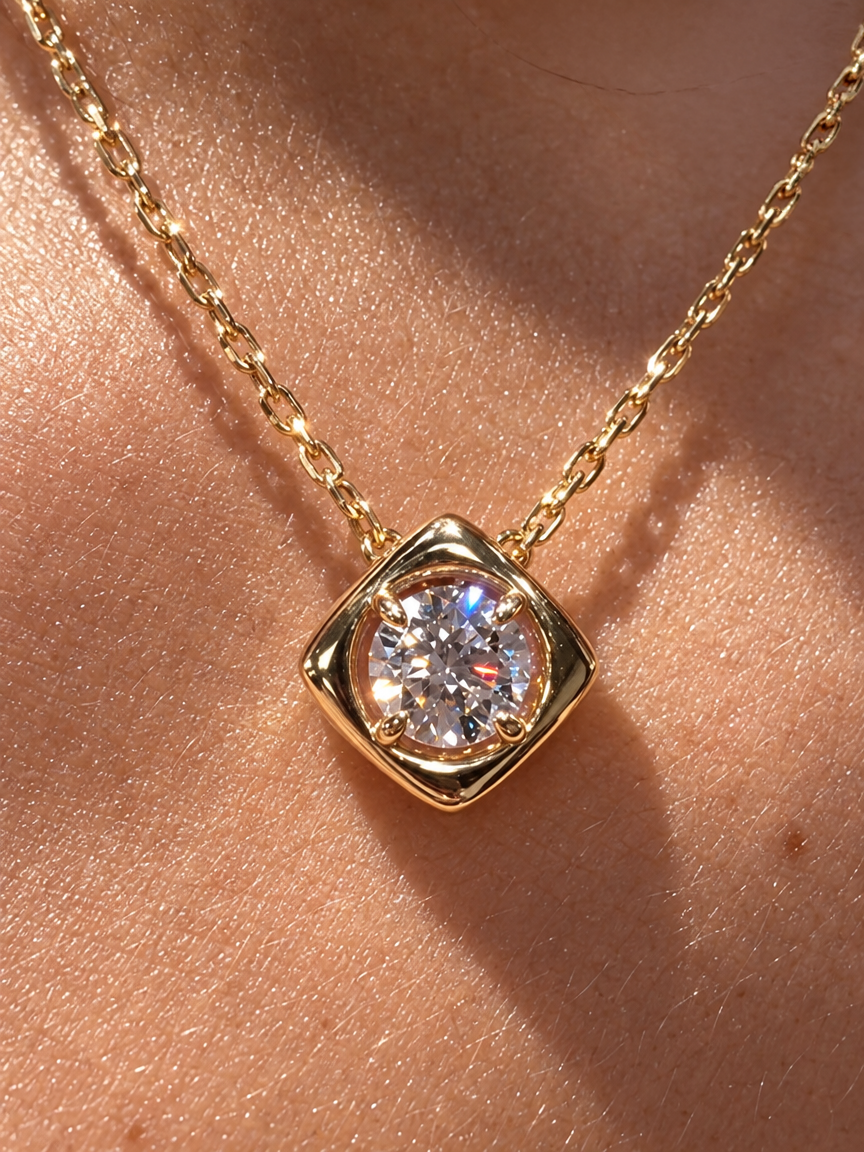 Cushion Solitaire Necklace