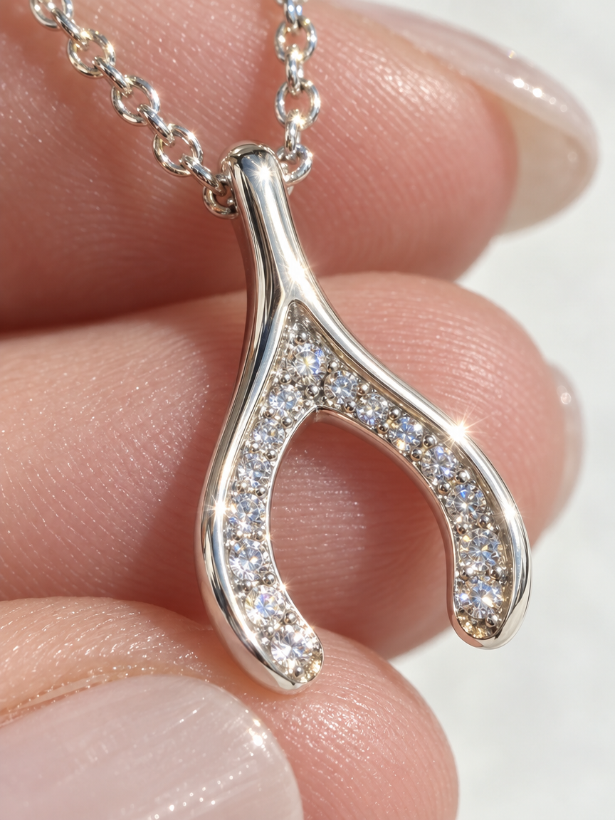 Pavé Wishbone Necklace