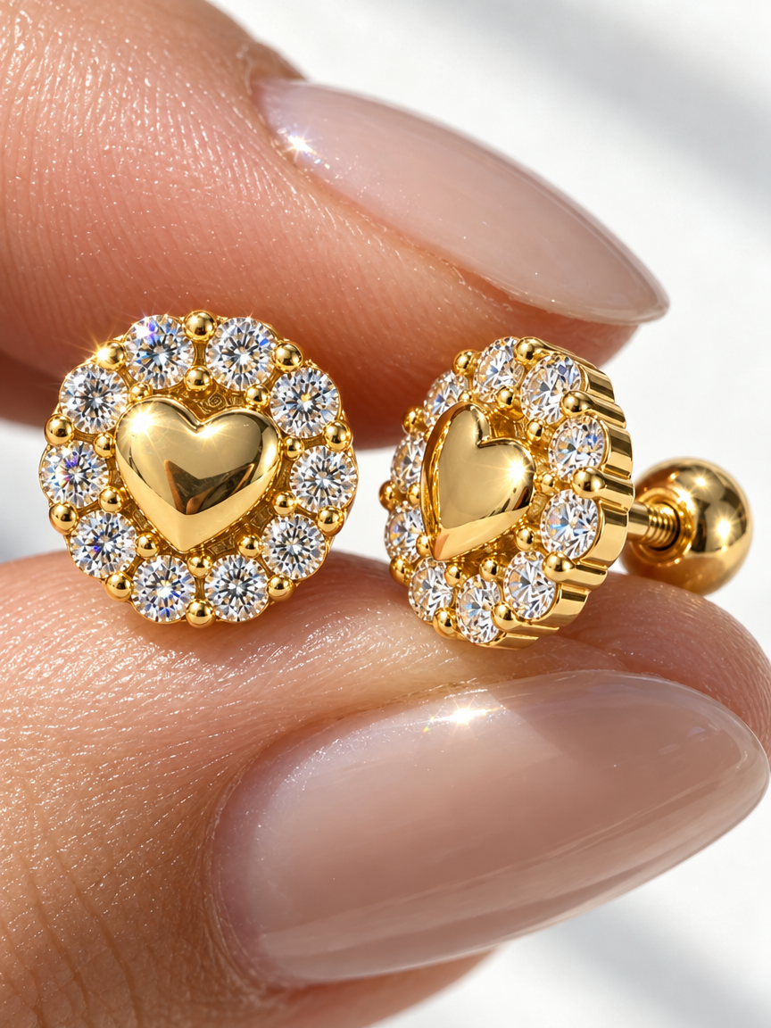 Heart Halo Studs