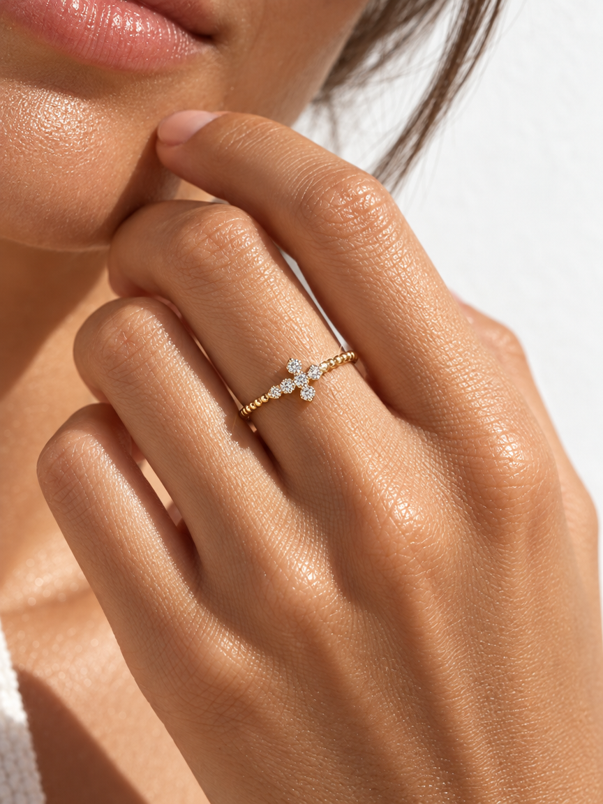 Bezel Cross Ring