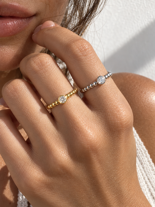 Beaded Solitaire Ring