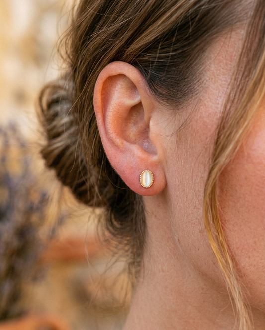 Milgrain Oval Studs