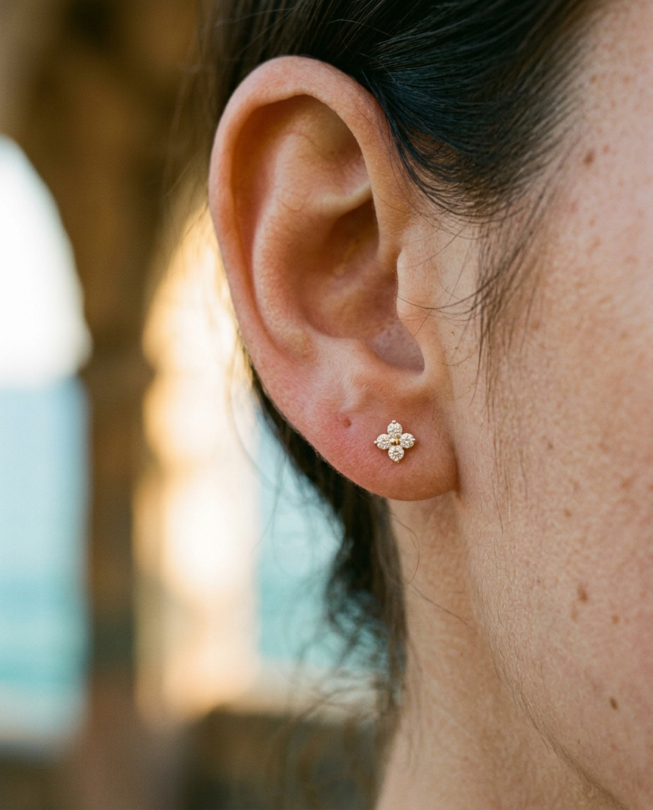 Clover Pavé Studs