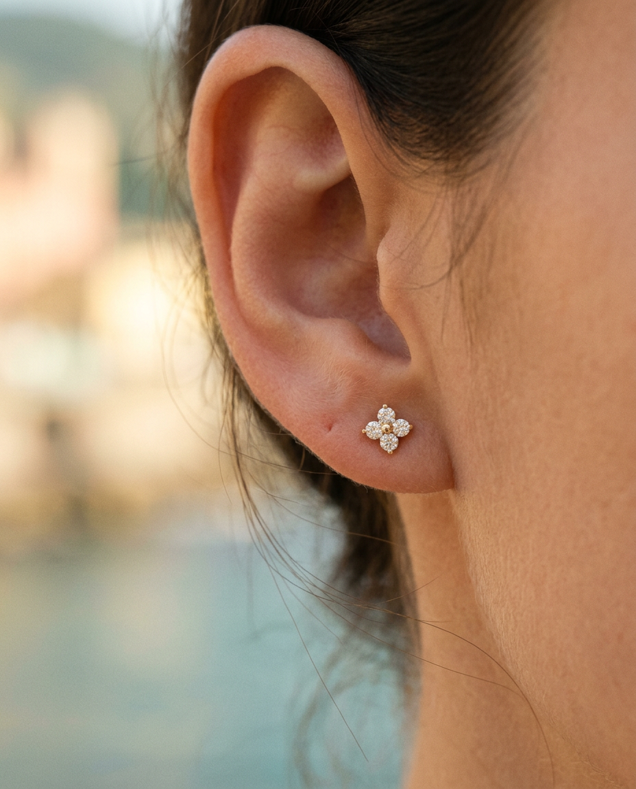 Clover Pavé Studs