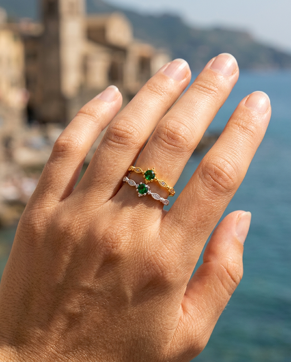 Emerald Crown Ring