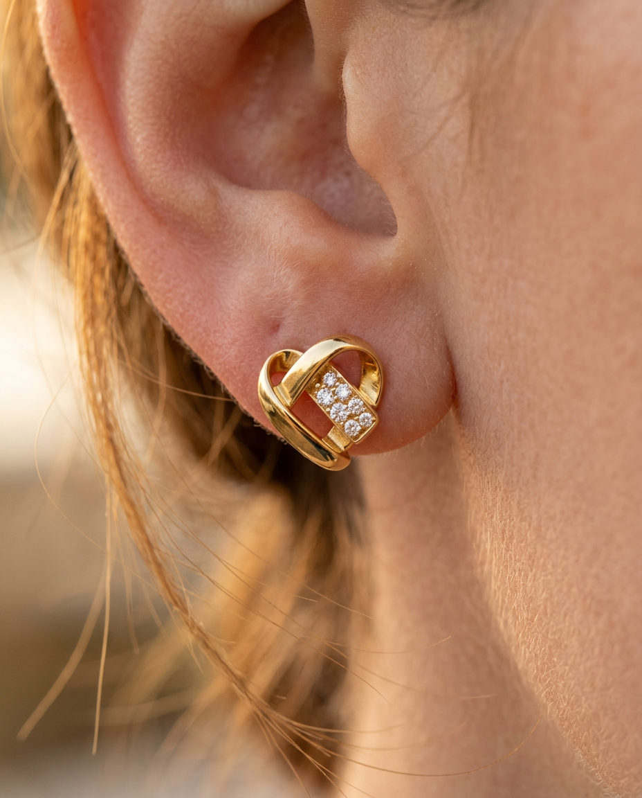 Knotted Heart Stud Earrings