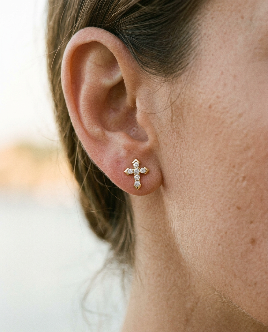Zircon Cross Studs