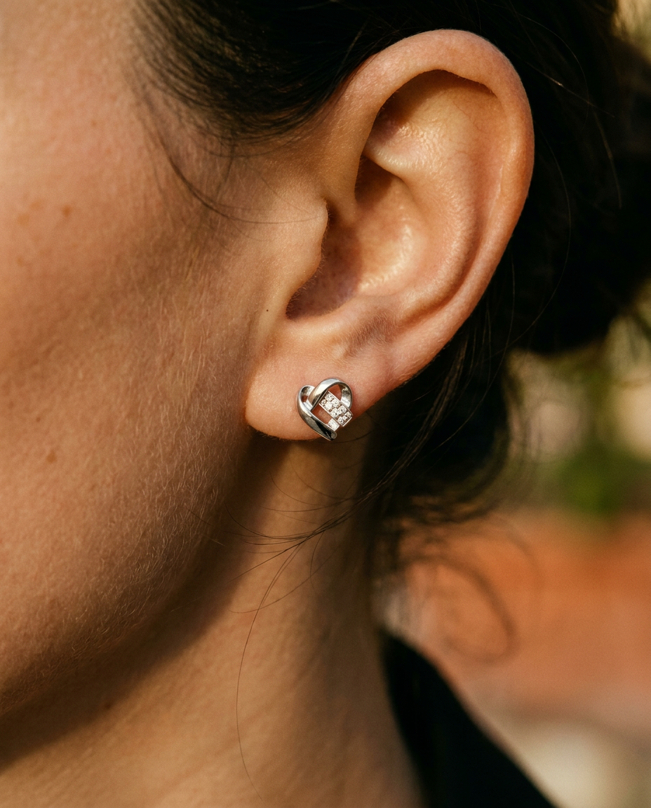 Knotted Heart Stud Earrings