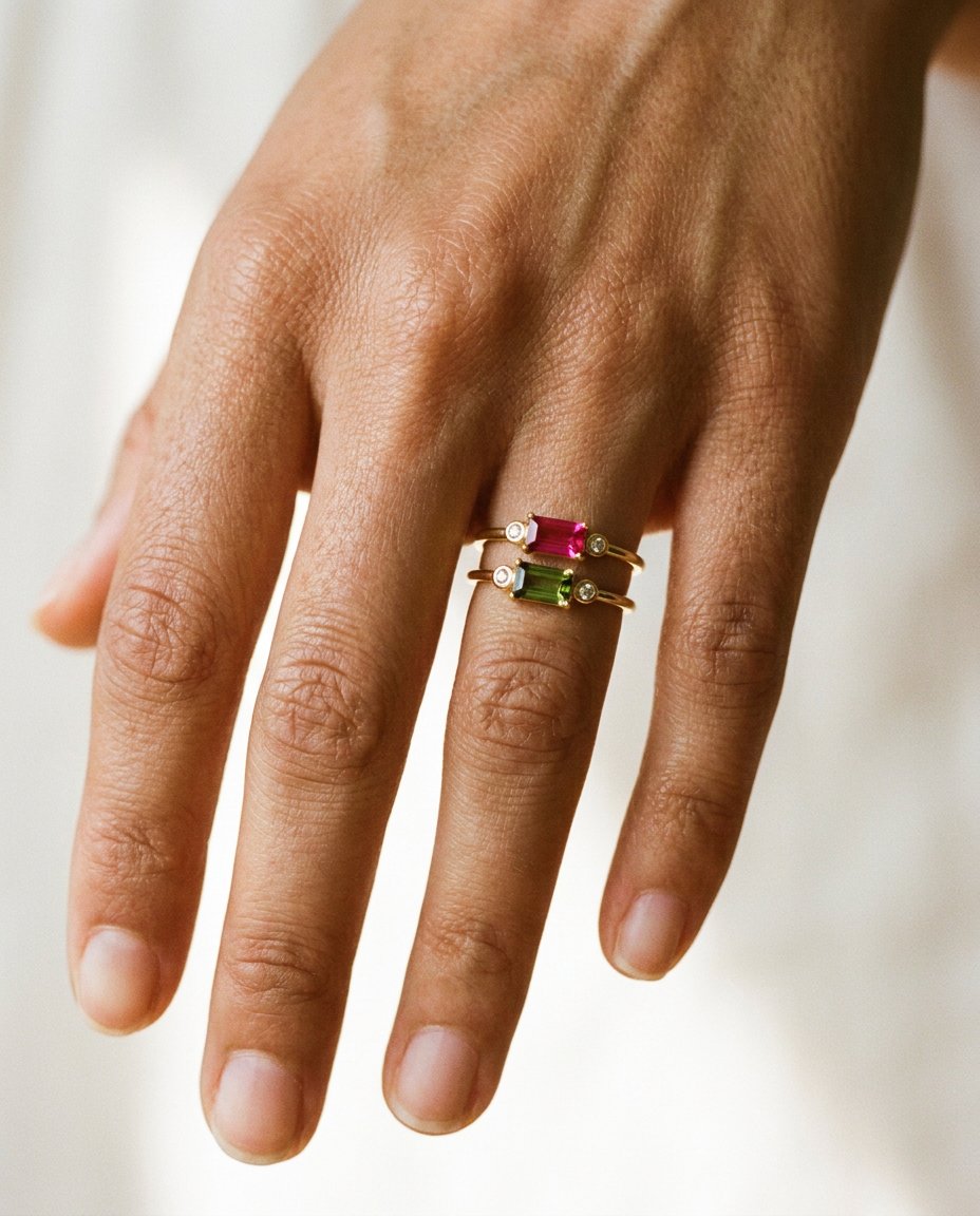 Baguette Gemstone Band Ring