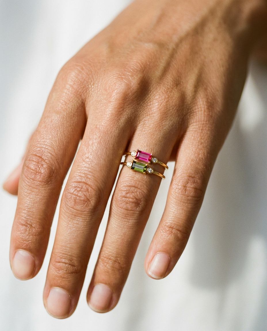 Baguette Gemstone Band Ring