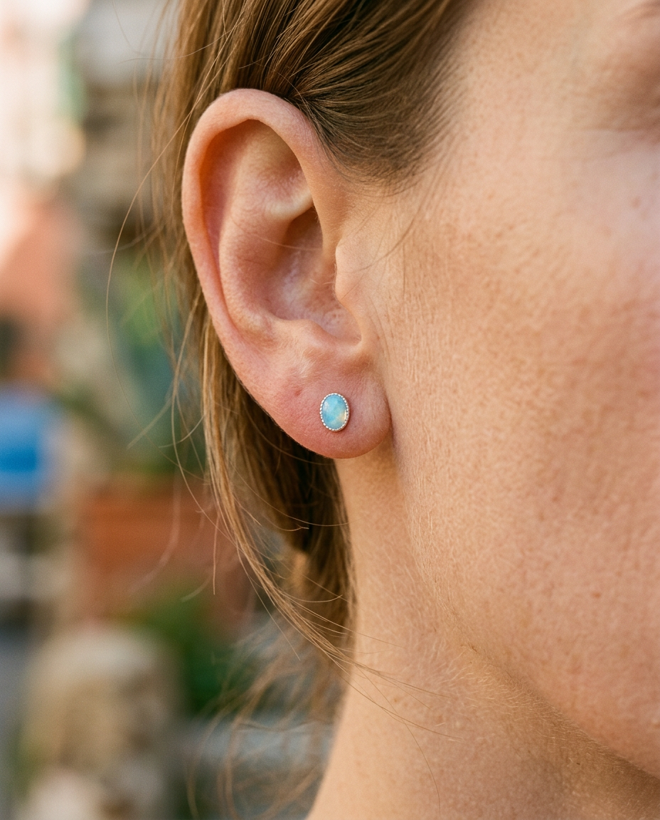 Milgrain Oval Studs