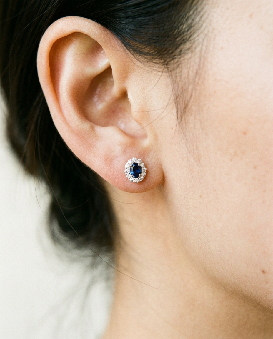Sapphire Halo Studs