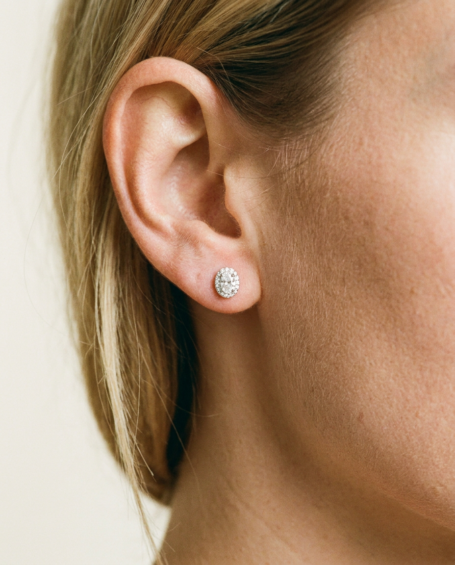 Oval Halo Studs