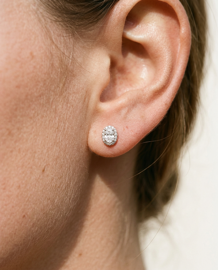 Oval Halo Studs