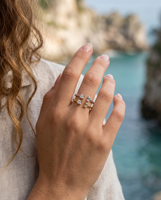 Dual Stone Open Ring