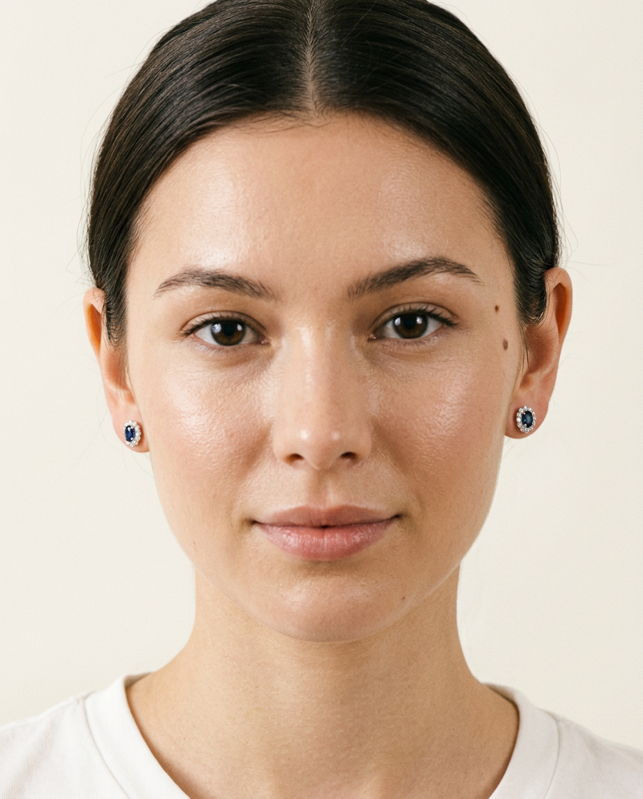 Sapphire Halo Studs