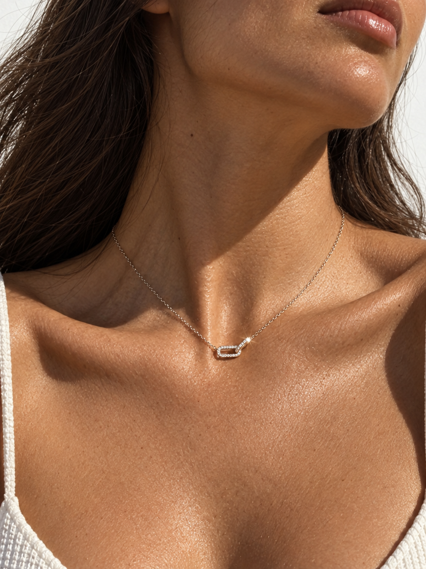 Double Pavé Ring Necklace